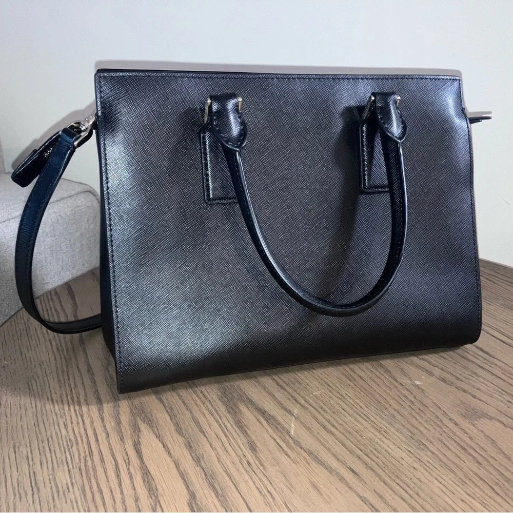 kate spade Black Saffiano Leather Medium Satchel with Detachable Strap